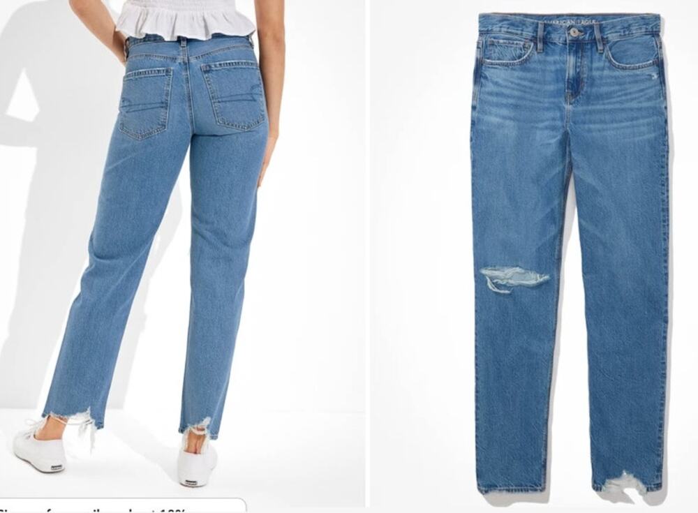 NWT AE x The Jeans Redesign Ripped '90s Straight Jean Womens Size 24 (00)